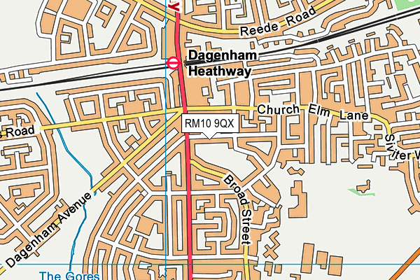 RM10 9QX map - OS VectorMap District (Ordnance Survey)