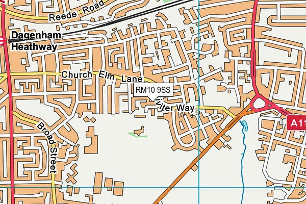 Old Dagenham Park map (RM10 9SS) - OS VectorMap District (Ordnance Survey)