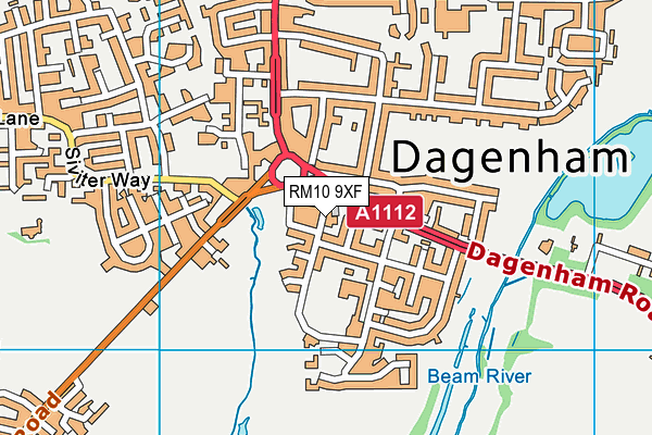 RM10 9XF map - OS VectorMap District (Ordnance Survey)