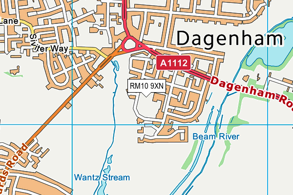 RM10 9XN map - OS VectorMap District (Ordnance Survey)