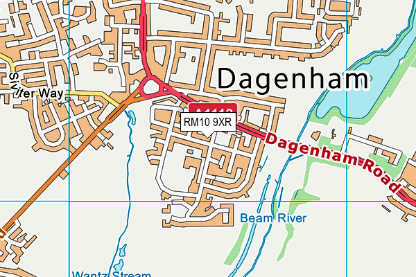 RM10 9XR map - OS VectorMap District (Ordnance Survey)