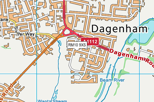 RM10 9XS map - OS VectorMap District (Ordnance Survey)