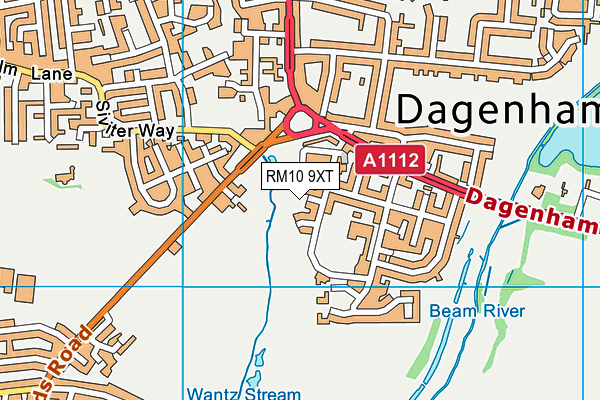 RM10 9XT map - OS VectorMap District (Ordnance Survey)