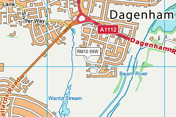 RM10 9XW map - OS VectorMap District (Ordnance Survey)