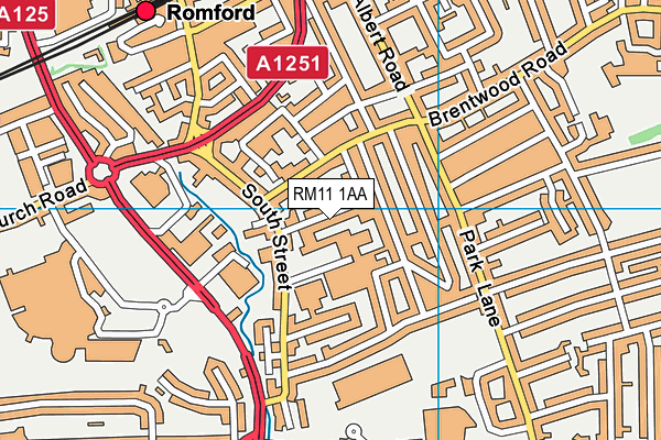 RM11 1AA map - OS VectorMap District (Ordnance Survey)