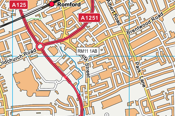 RM11 1AB map - OS VectorMap District (Ordnance Survey)