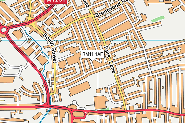 RM11 1AF map - OS VectorMap District (Ordnance Survey)