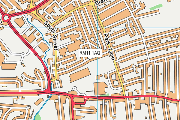 RM11 1AQ map - OS VectorMap District (Ordnance Survey)