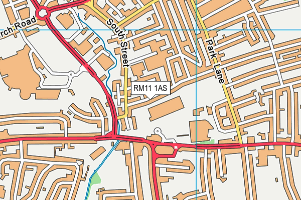 RM11 1AS map - OS VectorMap District (Ordnance Survey)