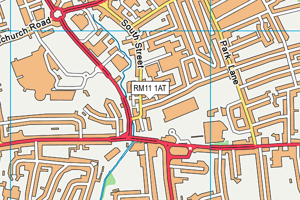 RM11 1AT map - OS VectorMap District (Ordnance Survey)