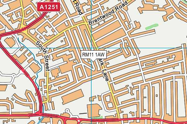 RM11 1AW map - OS VectorMap District (Ordnance Survey)