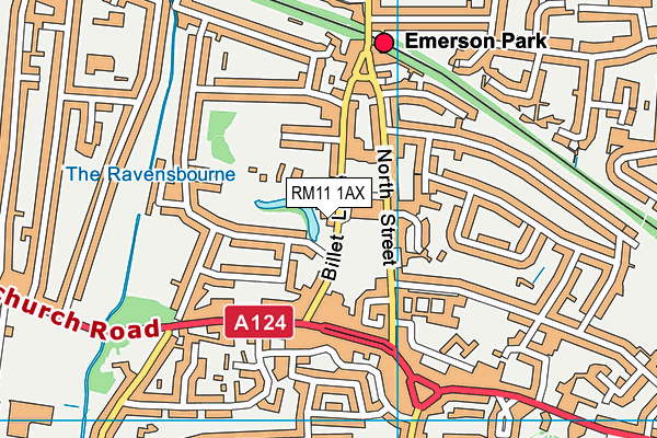 RM11 1AX map - OS VectorMap District (Ordnance Survey)