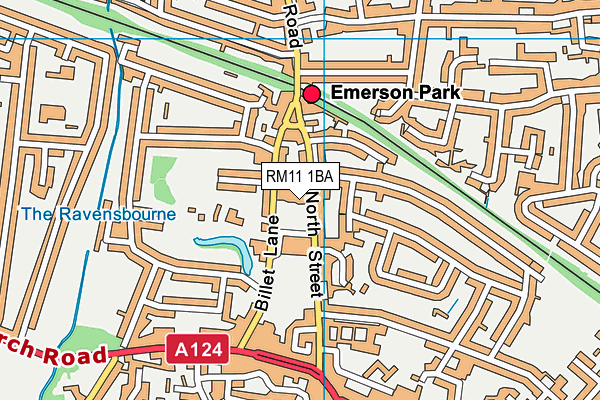 RM11 1BA map - OS VectorMap District (Ordnance Survey)