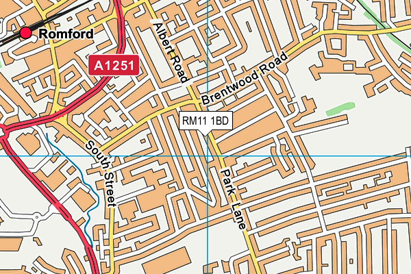 RM11 1BD map - OS VectorMap District (Ordnance Survey)