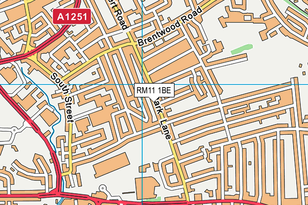 RM11 1BE map - OS VectorMap District (Ordnance Survey)
