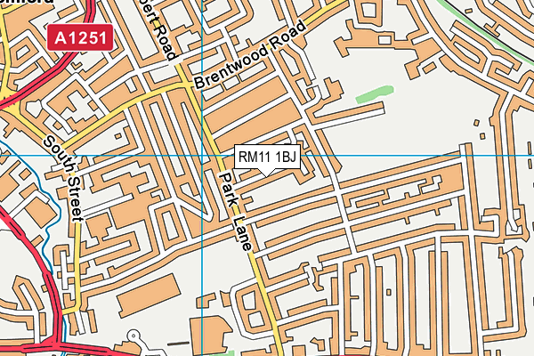 RM11 1BJ map - OS VectorMap District (Ordnance Survey)