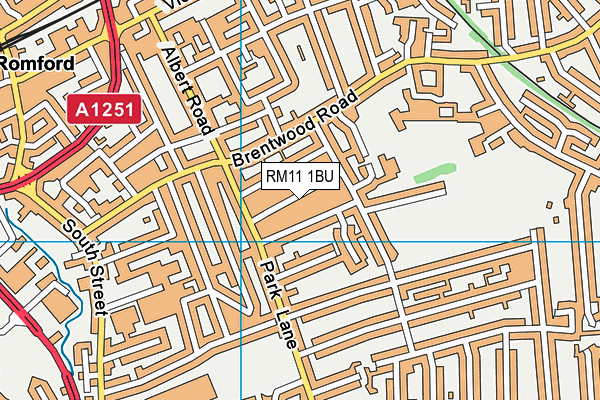 RM11 1BU map - OS VectorMap District (Ordnance Survey)