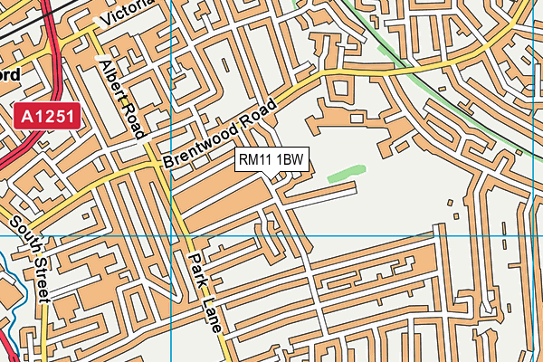 RM11 1BW map - OS VectorMap District (Ordnance Survey)