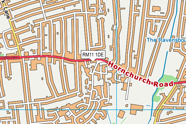 RM11 1DE map - OS VectorMap District (Ordnance Survey)