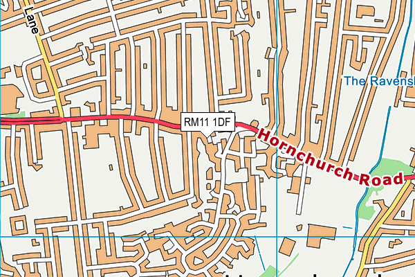 RM11 1DF map - OS VectorMap District (Ordnance Survey)