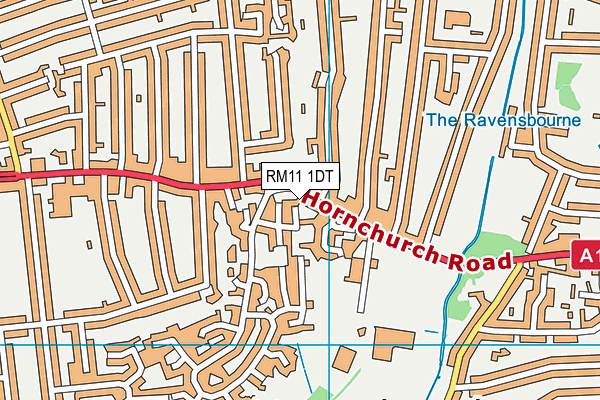 RM11 1DT map - OS VectorMap District (Ordnance Survey)