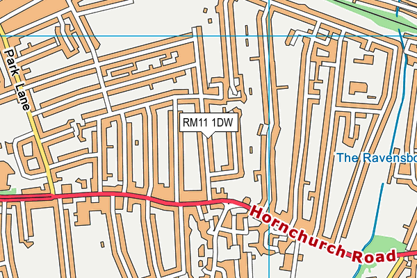 RM11 1DW map - OS VectorMap District (Ordnance Survey)