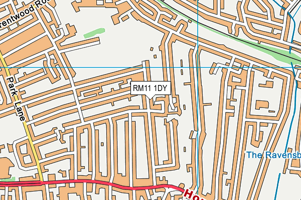 RM11 1DY map - OS VectorMap District (Ordnance Survey)