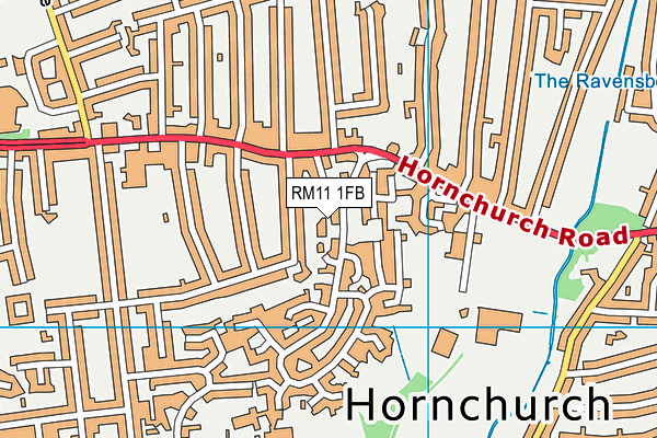 RM11 1FB map - OS VectorMap District (Ordnance Survey)