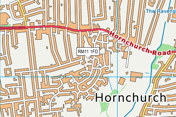 RM11 1FD map - OS VectorMap District (Ordnance Survey)