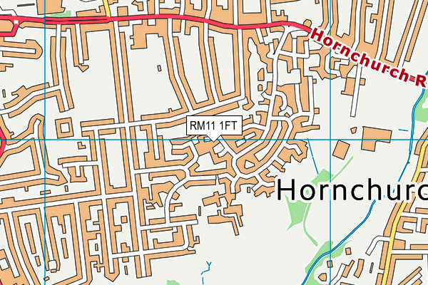 RM11 1FT map - OS VectorMap District (Ordnance Survey)