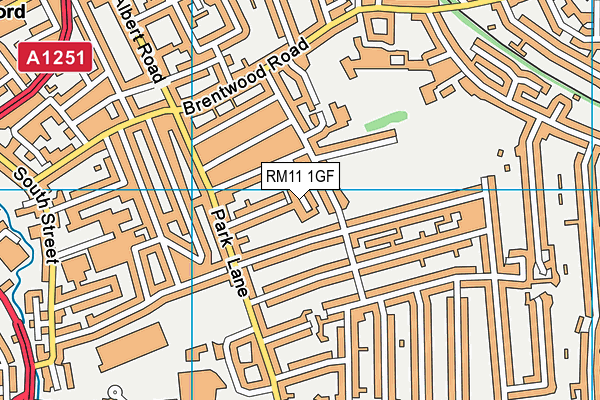 RM11 1GF map - OS VectorMap District (Ordnance Survey)