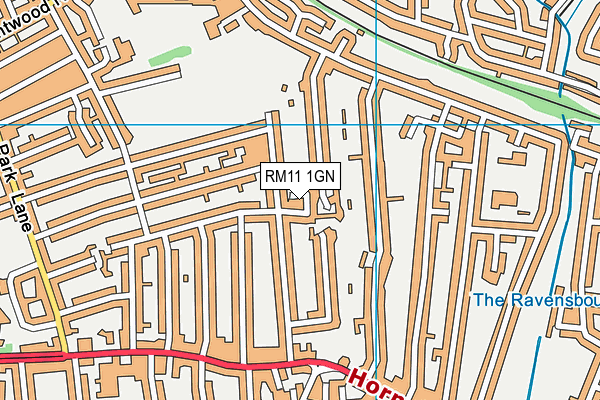 RM11 1GN map - OS VectorMap District (Ordnance Survey)