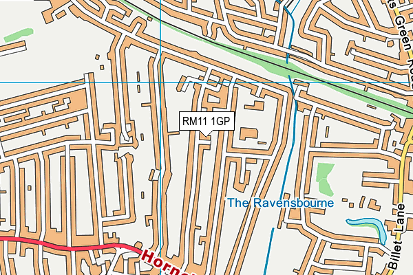 RM11 1GP map - OS VectorMap District (Ordnance Survey)