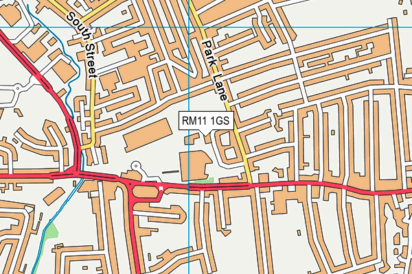 RM11 1GS map - OS VectorMap District (Ordnance Survey)