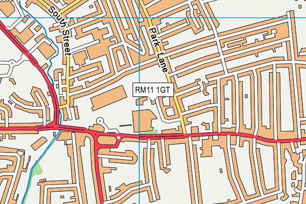 RM11 1GT map - OS VectorMap District (Ordnance Survey)