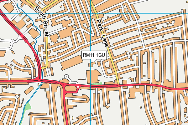 RM11 1GU map - OS VectorMap District (Ordnance Survey)