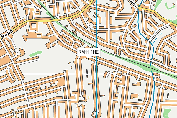 RM11 1HE map - OS VectorMap District (Ordnance Survey)