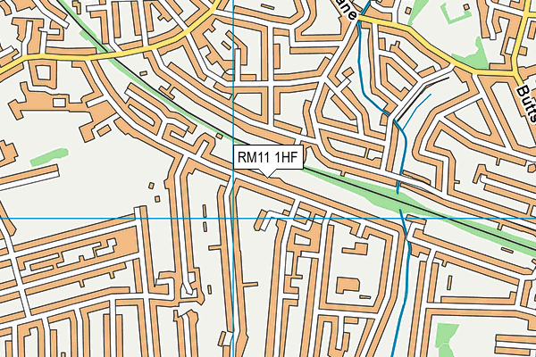 RM11 1HF map - OS VectorMap District (Ordnance Survey)