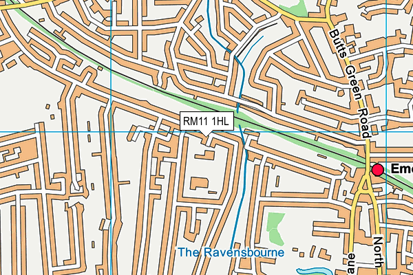 RM11 1HL map - OS VectorMap District (Ordnance Survey)