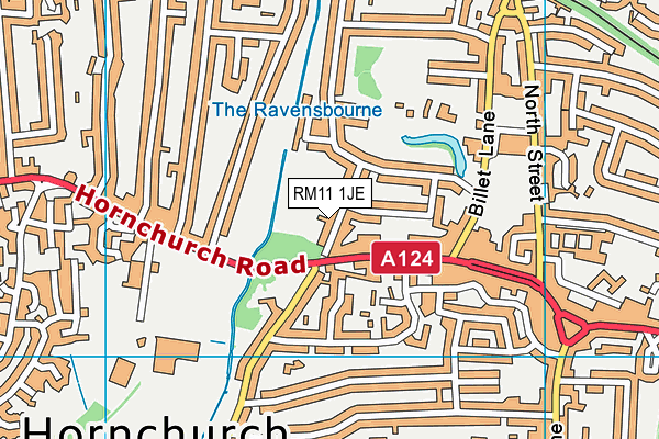 RM11 1JE map - OS VectorMap District (Ordnance Survey)