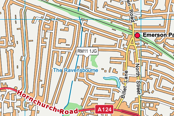 RM11 1JG map - OS VectorMap District (Ordnance Survey)