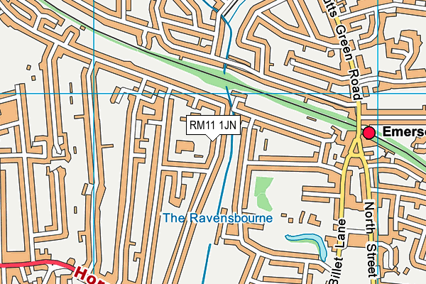 RM11 1JN map - OS VectorMap District (Ordnance Survey)