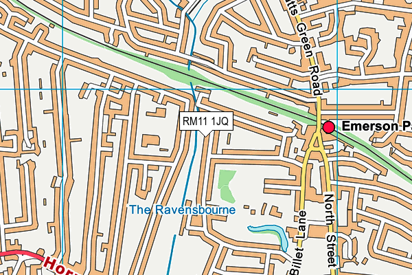 RM11 1JQ map - OS VectorMap District (Ordnance Survey)