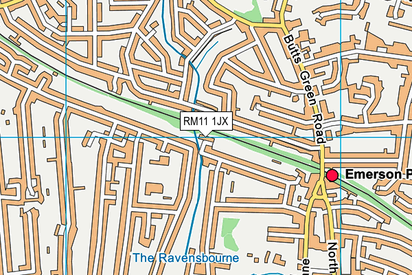 RM11 1JX map - OS VectorMap District (Ordnance Survey)