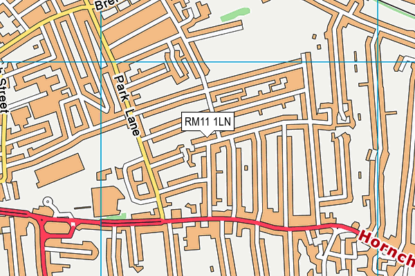 RM11 1LN map - OS VectorMap District (Ordnance Survey)