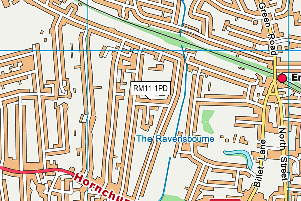 RM11 1PD map - OS VectorMap District (Ordnance Survey)