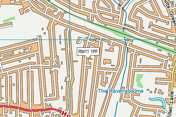 RM11 1PF map - OS VectorMap District (Ordnance Survey)