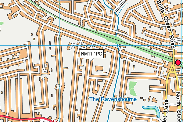 RM11 1PG map - OS VectorMap District (Ordnance Survey)