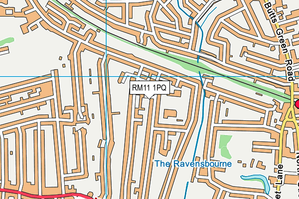 RM11 1PQ map - OS VectorMap District (Ordnance Survey)