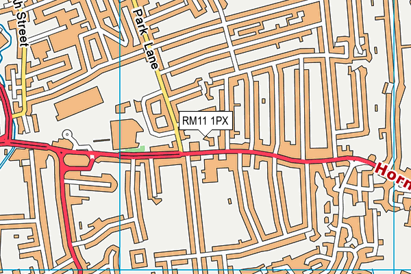 RM11 1PX map - OS VectorMap District (Ordnance Survey)